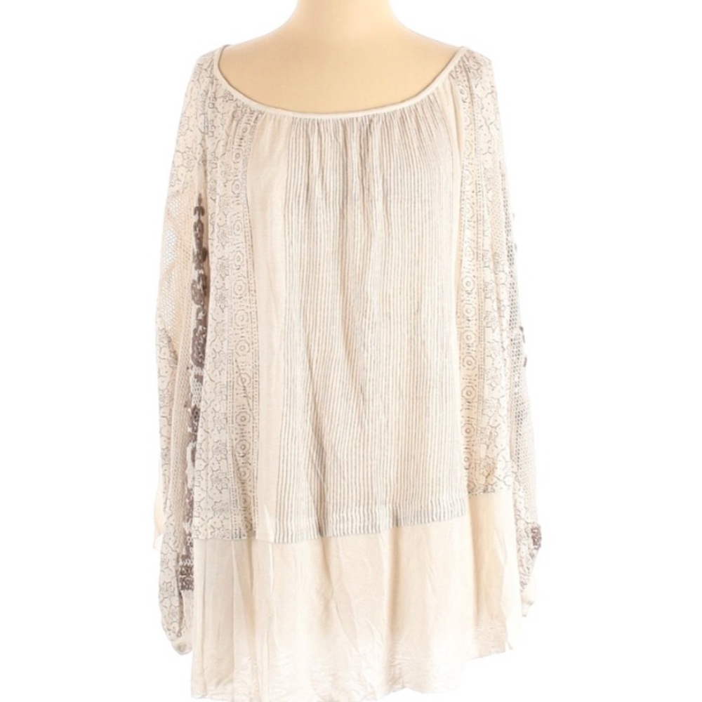 Free People Top Long Sleeve Scoop Neck Boho
